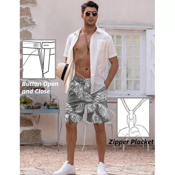 COOFANDY Men’s Linen Short Elastic Waist Drawstring Casual Summer Beach Shorts