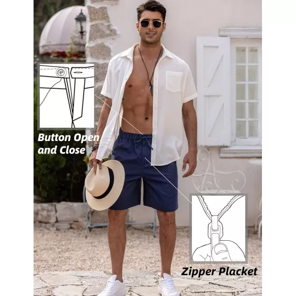 COOFANDY Men’s Linen Short Elastic Waist Drawstring Casual Summer Beach Shorts