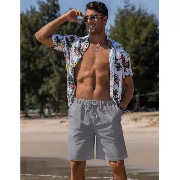 COOFANDY Men’s Linen Short Elastic Waist Drawstring Casual Summer Beach Shorts