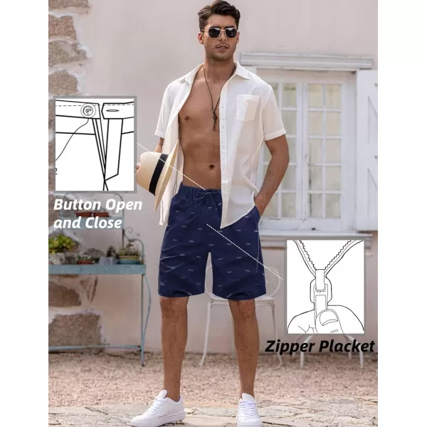 COOFANDY Men’s Linen Short Elastic Waist Drawstring Casual Summer Beach Shorts