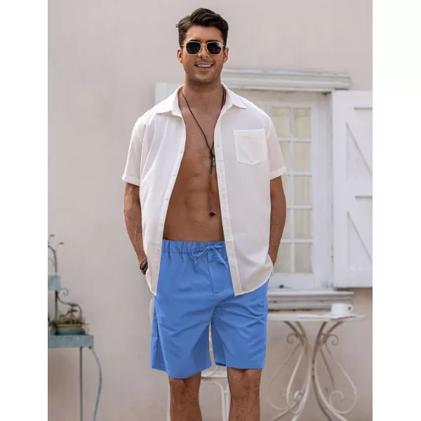 COOFANDY Men’s Linen Short Elastic Waist Drawstring Casual Summer Beach Shorts