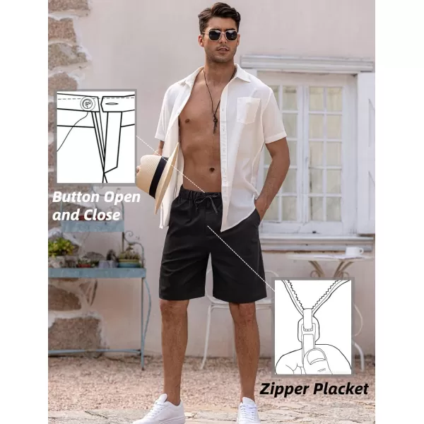 COOFANDY Men’s Linen Short Elastic Waist Drawstring Casual Summer Beach Shorts