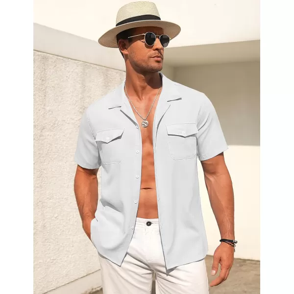 COOFANDY Men's Linen Short Sleeve Button Down Shirt Casual Cuban Collar Summer Beach Shirts Vacation Essentials