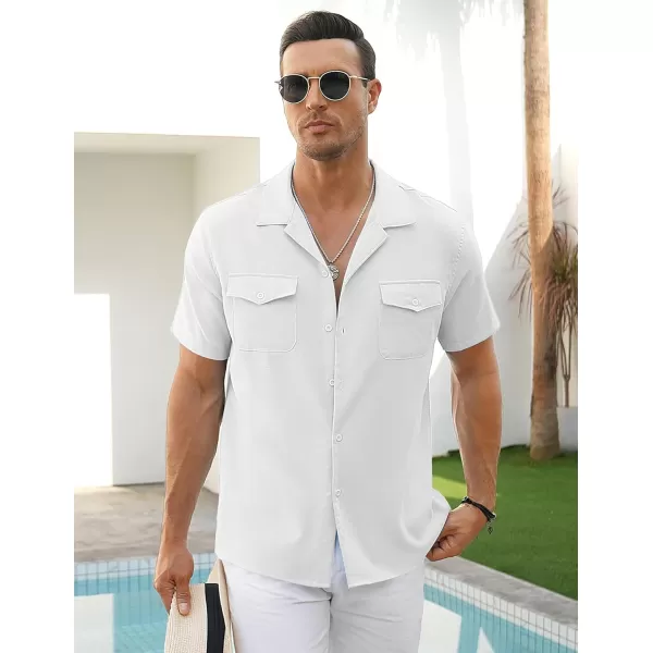 COOFANDY Men's Linen Short Sleeve Button Down Shirt Casual Cuban Collar Summer Beach Shirts Vacation Essentials