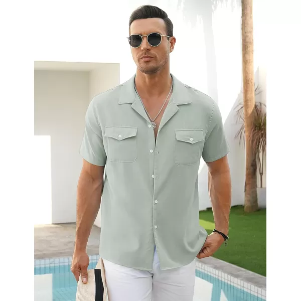 COOFANDY Men's Linen Short Sleeve Button Down Shirt Casual Cuban Collar Summer Beach Shirts Vacation Essentials