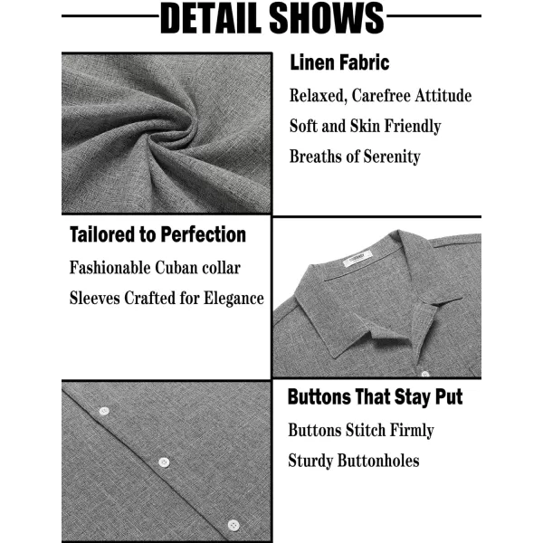 COOFANDY Men's Linen Short Sleeve Button Down Shirt Casual Cuban Collar Summer Beach Shirts Vacation Essentials