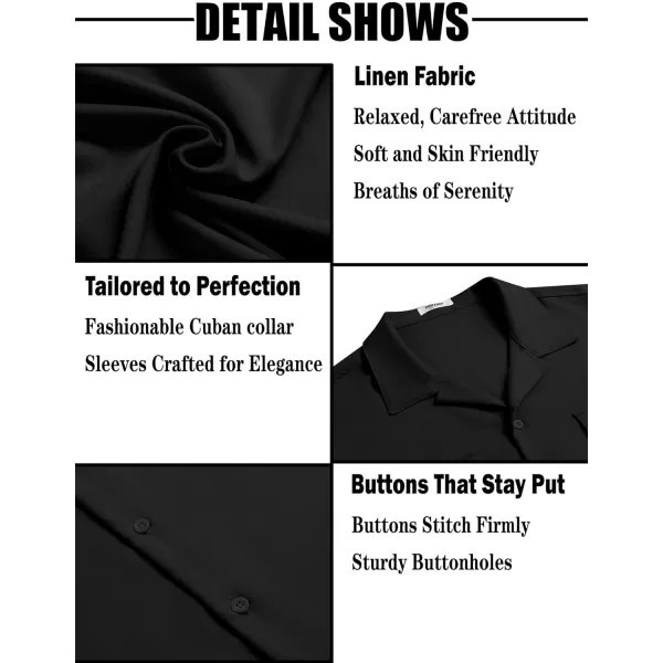 COOFANDY Men's Linen Short Sleeve Button Down Shirt Casual Cuban Collar Summer Beach Shirts Vacation Essentials