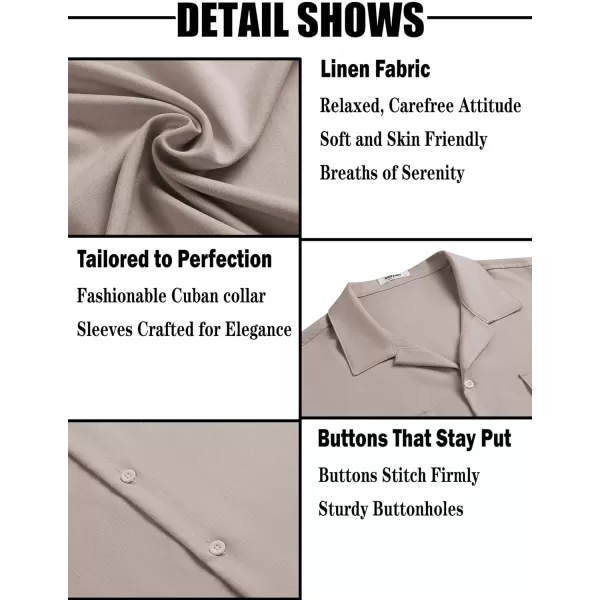 COOFANDY Men's Linen Short Sleeve Button Down Shirt Casual Cuban Collar Summer Beach Shirts Vacation Essentials