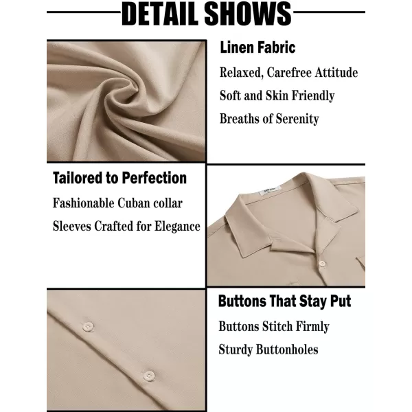 COOFANDY Men's Linen Short Sleeve Button Down Shirt Casual Cuban Collar Summer Beach Shirts Vacation Essentials