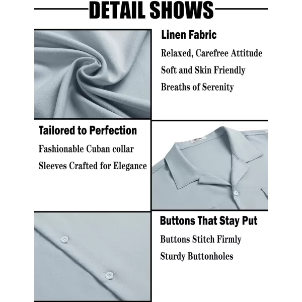 COOFANDY Men's Linen Short Sleeve Button Down Shirt Casual Cuban Collar Summer Beach Shirts Vacation Essentials