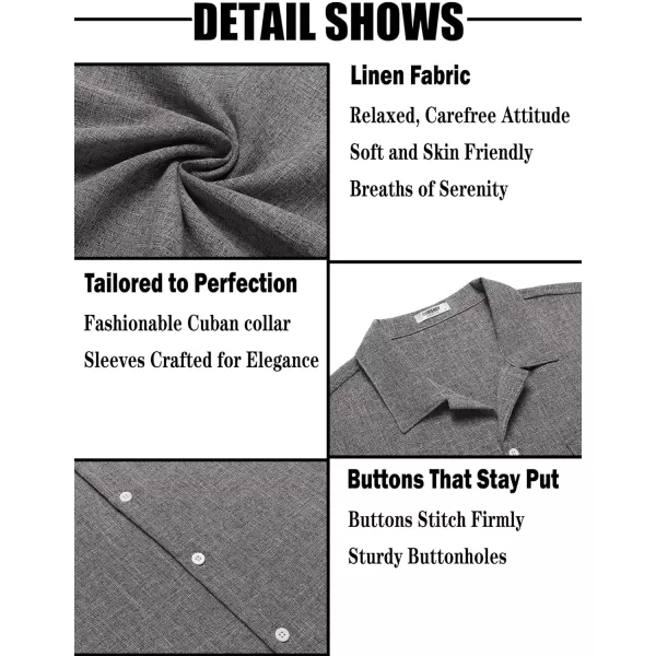 COOFANDY Men's Linen Short Sleeve Button Down Shirt Casual Cuban Collar Summer Beach Shirts Vacation Essentials