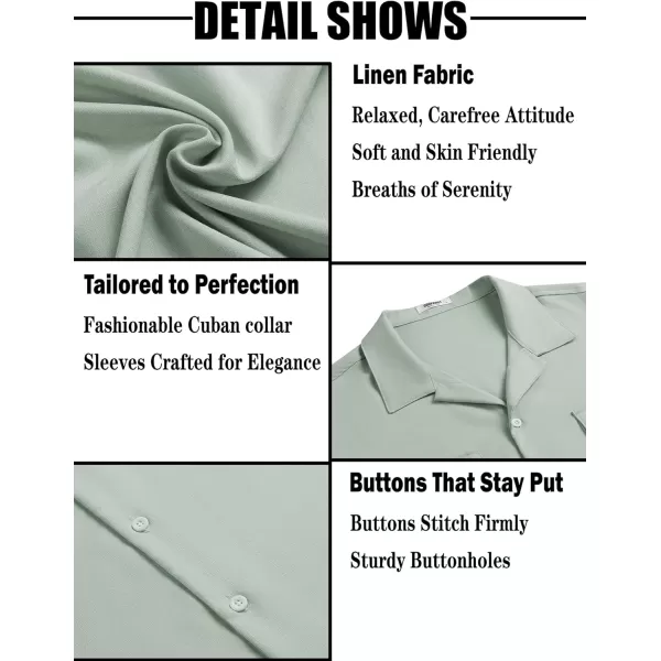 COOFANDY Men's Linen Short Sleeve Button Down Shirt Casual Cuban Collar Summer Beach Shirts Vacation Essentials