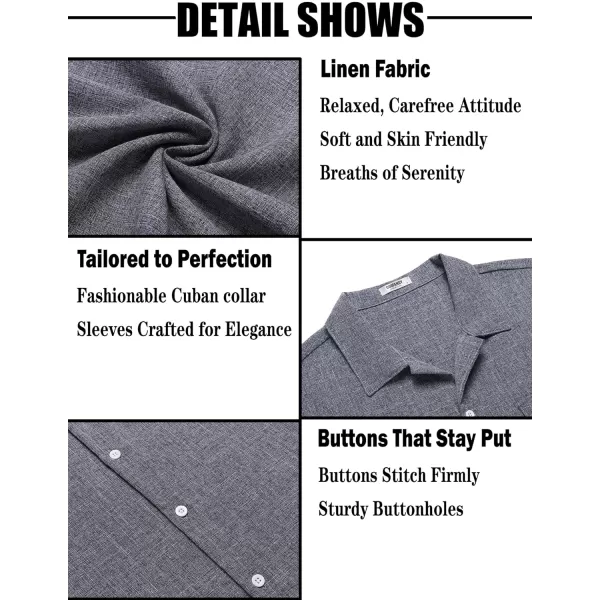 COOFANDY Men's Linen Short Sleeve Button Down Shirt Casual Cuban Collar Summer Beach Shirts Vacation Essentials