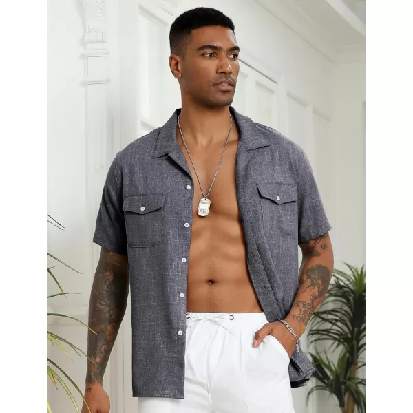 COOFANDY Men's Linen Short Sleeve Button Down Shirt Casual Cuban Collar Summer Beach Shirts Vacation Essentials