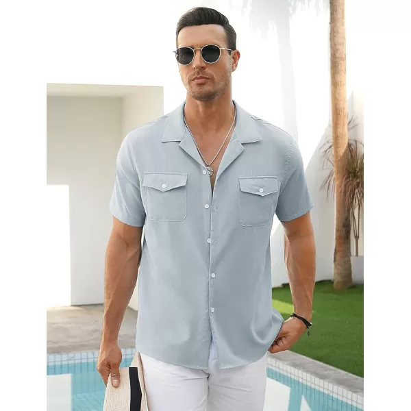 COOFANDY Men's Linen Short Sleeve Button Down Shirt Casual Cuban Collar Summer Beach Shirts Vacation Essentials
