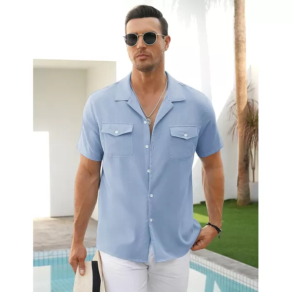 COOFANDY Men's Linen Short Sleeve Button Down Shirt Casual Cuban Collar Summer Beach Shirts Vacation Essentials