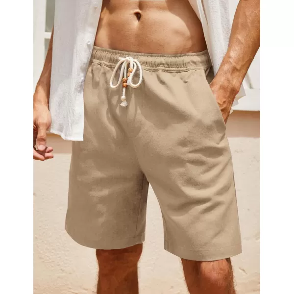 COOFANDY Men's Linen Shorts Casual Elastic Waist Drawstring Summer Beach Shorts