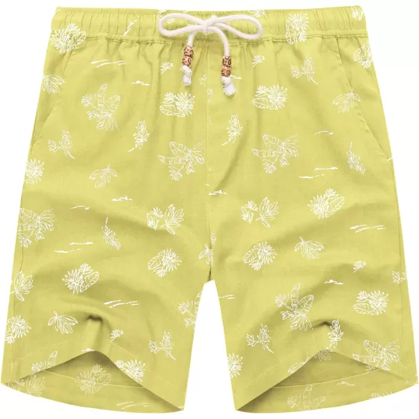 COOFANDY Men's Linen Shorts Casual Elastic Waist Drawstring Summer Beach Shorts
