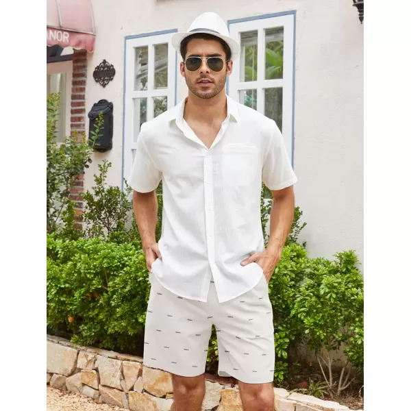 COOFANDY Men's Linen Shorts Casual Elastic Waist Drawstring Summer Beach Shorts
