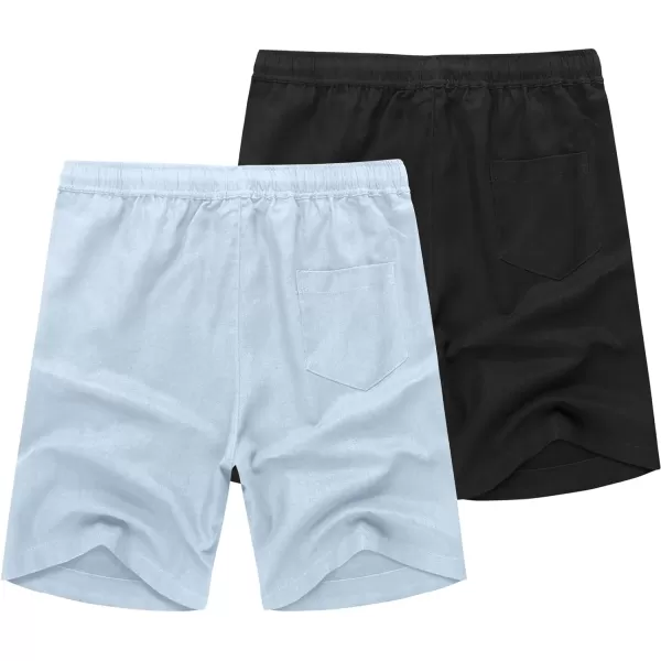 COOFANDY Men's Linen Shorts Casual Elastic Waist Drawstring Summer Beach Shorts