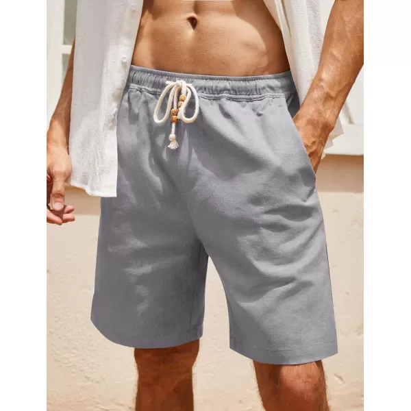 COOFANDY Men's Linen Shorts Casual Elastic Waist Drawstring Summer Beach Shorts