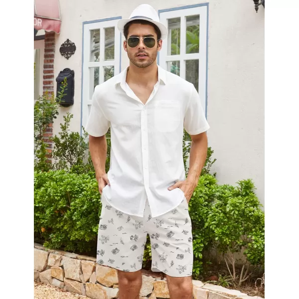 COOFANDY Men's Linen Shorts Casual Elastic Waist Drawstring Summer Beach Shorts