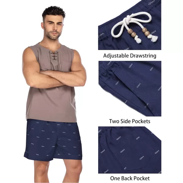 COOFANDY Men's Linen Shorts Casual Elastic Waist Drawstring Summer Beach Shorts