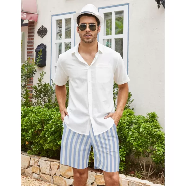 COOFANDY Men's Linen Shorts Casual Elastic Waist Drawstring Summer Beach Shorts