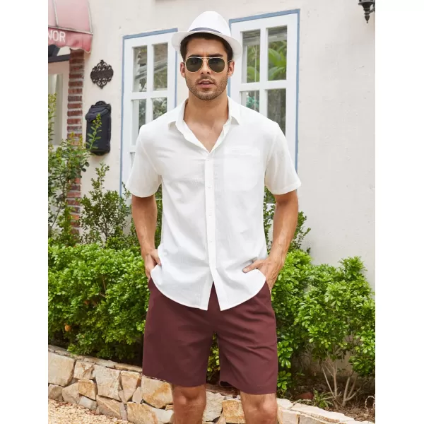 COOFANDY Men's Linen Shorts Casual Elastic Waist Drawstring Summer Beach Shorts