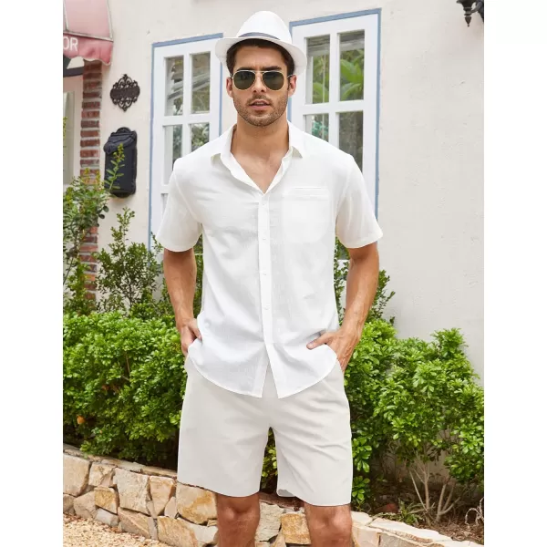 COOFANDY Men's Linen Shorts Casual Elastic Waist Drawstring Summer Beach Shorts