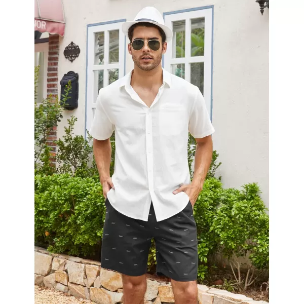 COOFANDY Men's Linen Shorts Casual Elastic Waist Drawstring Summer Beach Shorts