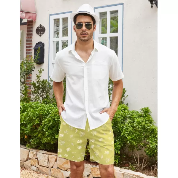 COOFANDY Men's Linen Shorts Casual Elastic Waist Drawstring Summer Beach Shorts