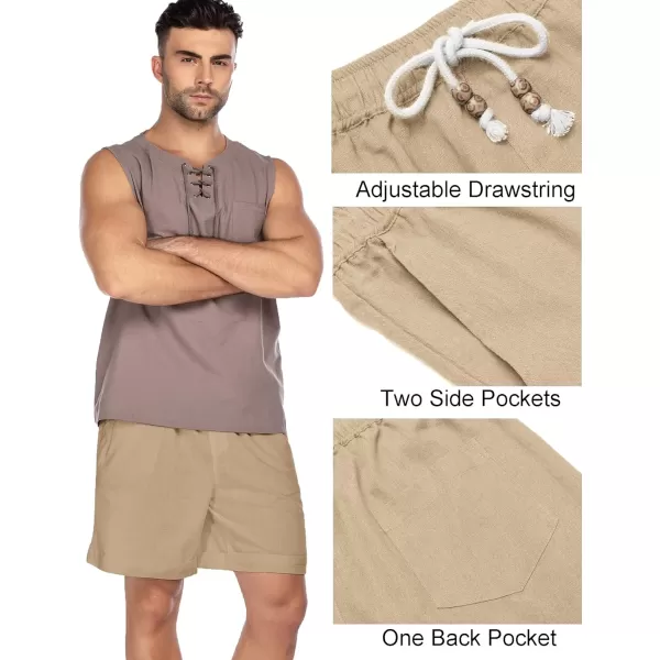 COOFANDY Men's Linen Shorts Casual Elastic Waist Drawstring Summer Beach Shorts