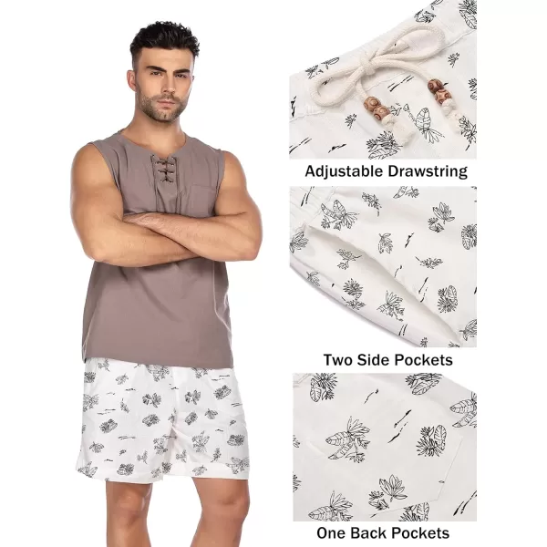 COOFANDY Men's Linen Shorts Casual Elastic Waist Drawstring Summer Beach Shorts