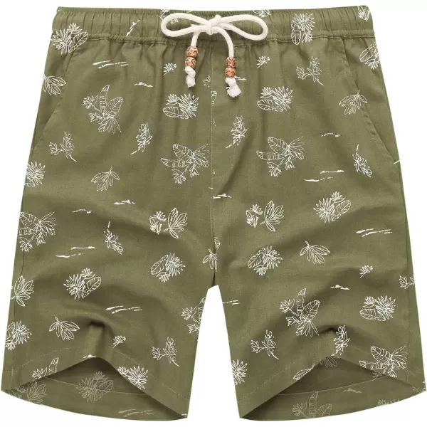 COOFANDY Men's Linen Shorts Casual Elastic Waist Drawstring Summer Beach Shorts