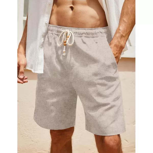 COOFANDY Men's Linen Shorts Casual Elastic Waist Drawstring Summer Beach Shorts