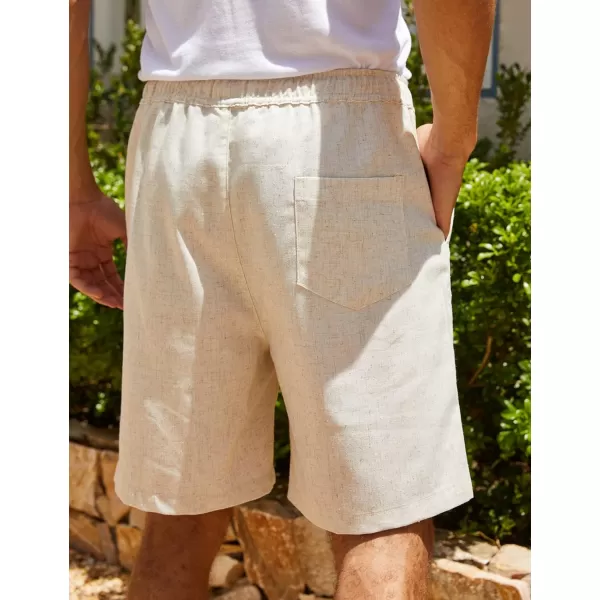 COOFANDY Men's Linen Shorts Casual Elastic Waist Drawstring Summer Beach Shorts