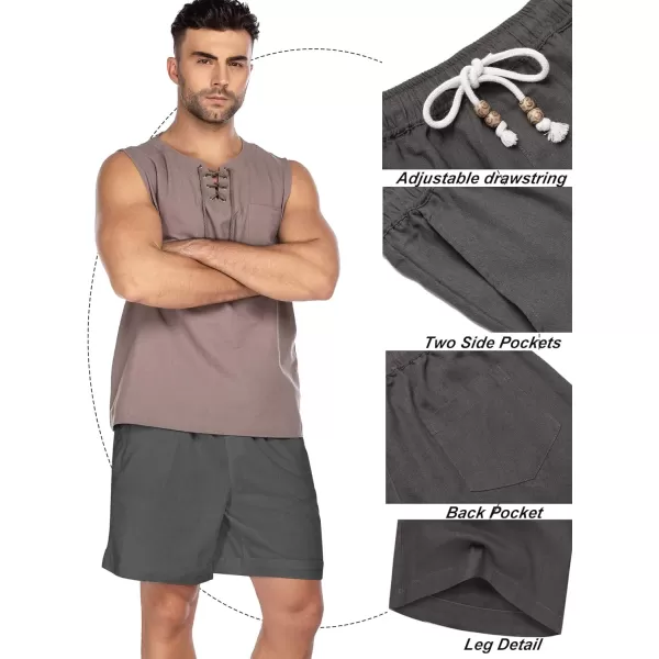 COOFANDY Men's Linen Shorts Casual Elastic Waist Drawstring Summer Beach Shorts