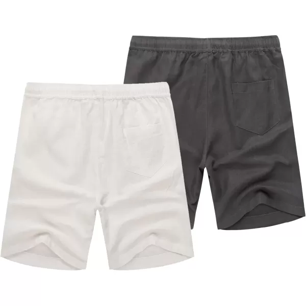 COOFANDY Men's Linen Shorts Casual Elastic Waist Drawstring Summer Beach Shorts