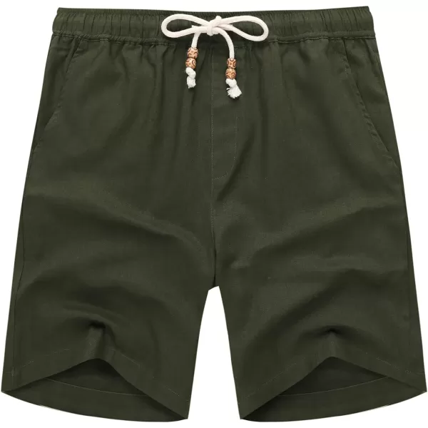 COOFANDY Men's Linen Shorts Casual Elastic Waist Drawstring Summer Beach Shorts