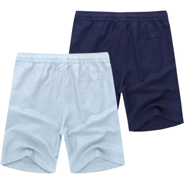 COOFANDY Men's Linen Shorts Casual Elastic Waist Drawstring Summer Beach Shorts