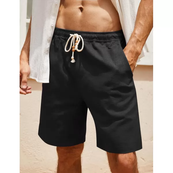 COOFANDY Men's Linen Shorts Casual Elastic Waist Drawstring Summer Beach Shorts