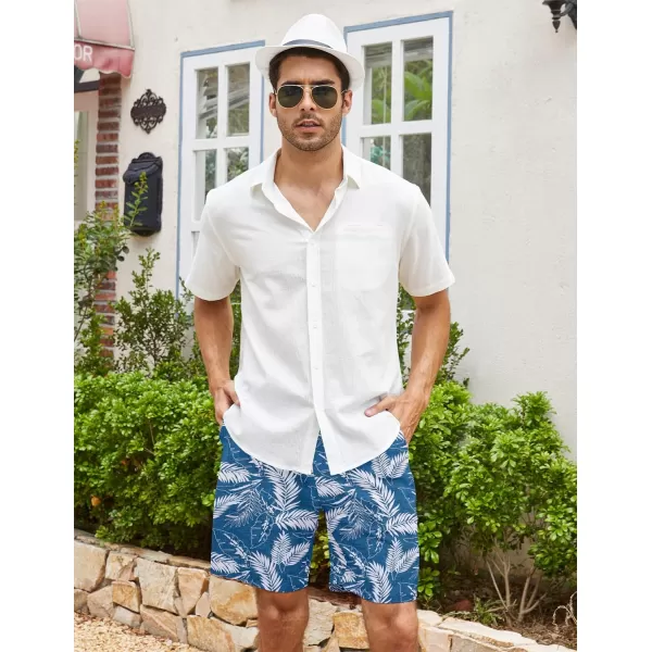 COOFANDY Men's Linen Shorts Casual Elastic Waist Drawstring Summer Beach Shorts