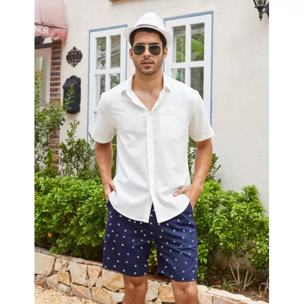 COOFANDY Men's Linen Shorts Casual Elastic Waist Drawstring Summer Beach Shorts