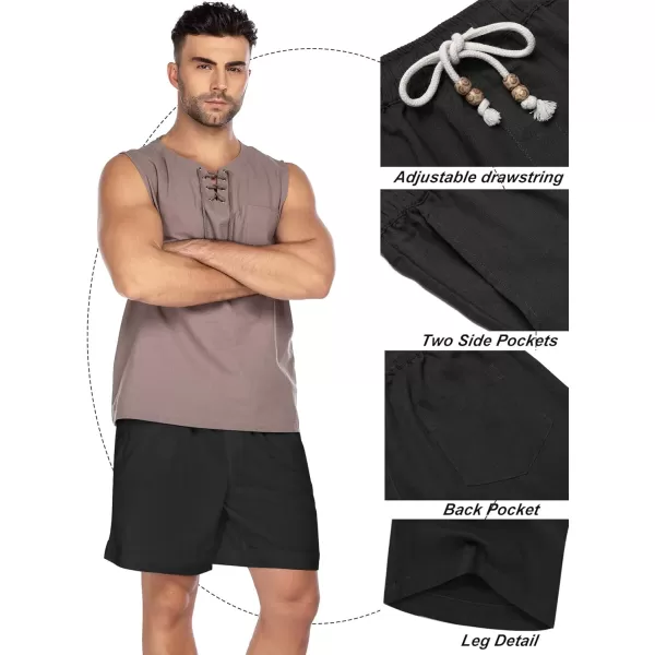COOFANDY Men's Linen Shorts Casual Elastic Waist Drawstring Summer Beach Shorts