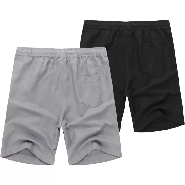 COOFANDY Men's Linen Shorts Casual Elastic Waist Drawstring Summer Beach Shorts