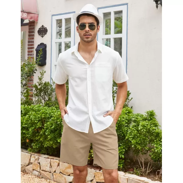 COOFANDY Men's Linen Shorts Casual Elastic Waist Drawstring Summer Beach Shorts