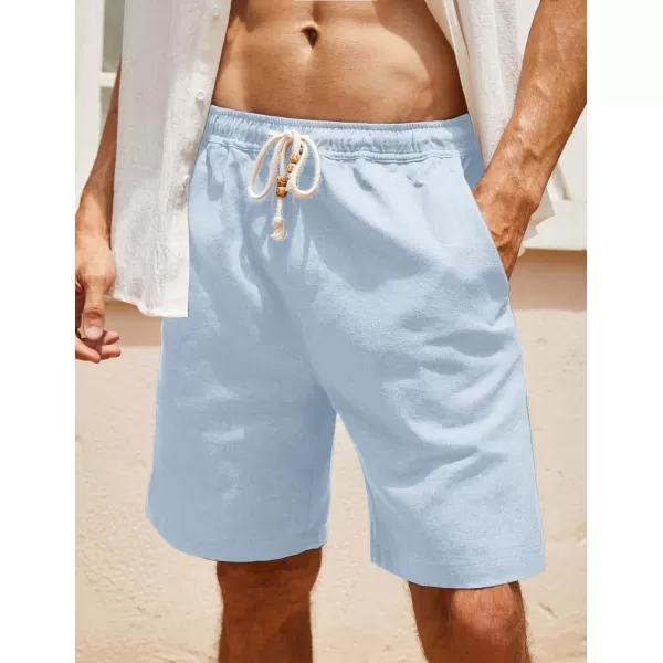 COOFANDY Men's Linen Shorts Casual Elastic Waist Drawstring Summer Beach Shorts