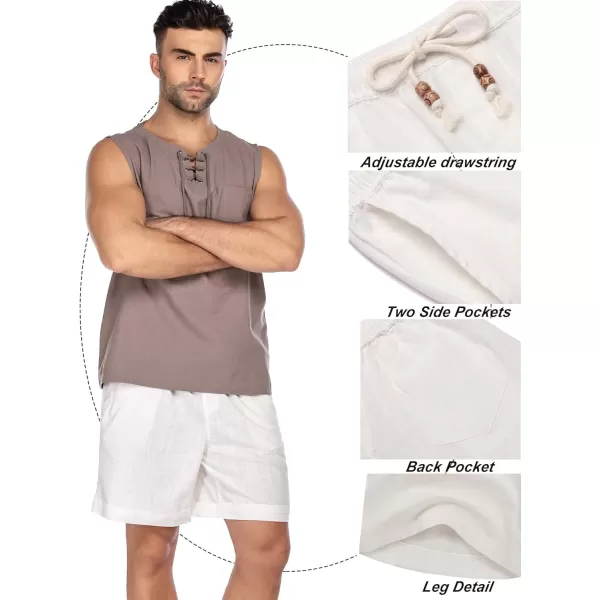 COOFANDY Men's Linen Shorts Casual Elastic Waist Drawstring Summer Beach Shorts
