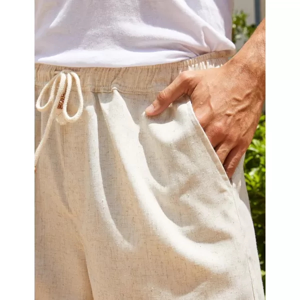 COOFANDY Men's Linen Shorts Casual Elastic Waist Drawstring Summer Beach Shorts